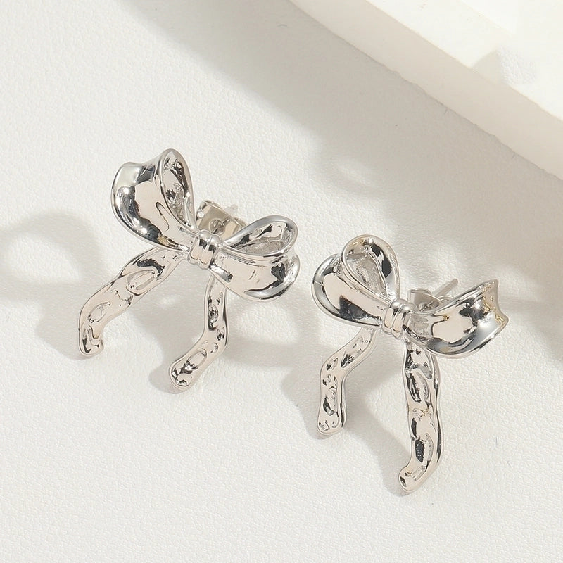 1 Pair Vintage Style Minimalist Commute Bow Knot Plating Inlay Copper Zircon 14K Gold Plated Ear Studs