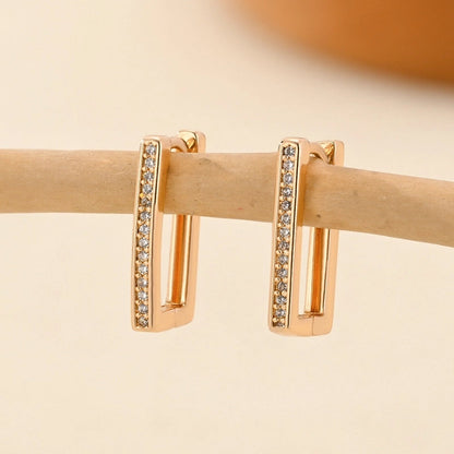 1 Pair Minimalist Solid Color Copper Zircon Earrings