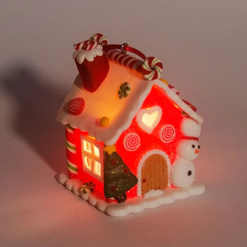 Christmas House Creative Soft Pottery House Without Lights Pendant Christmas Decoration Three-dimensional Luminous House Decoration Ornaments