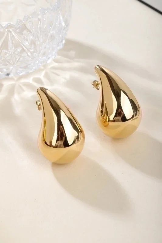 1 Pair Classic Style Water Droplets Plating 304 Stainless Steel Titanium Steel 18K Gold Plated Ear Studs