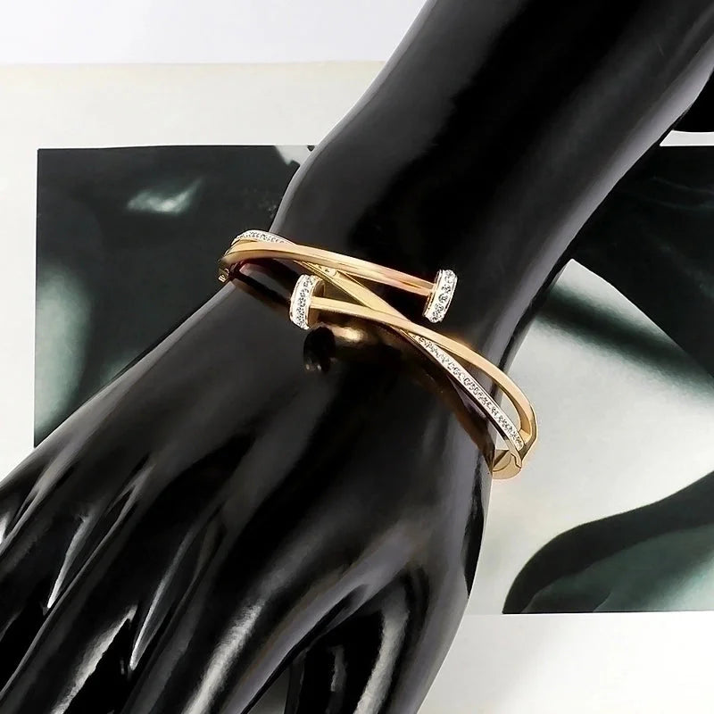 Minimalist Commute Nail Titanium Steel Plating Inlay Bangle