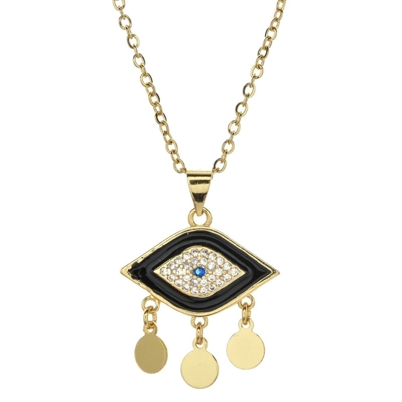 Bohemian Devil's Eye Heart Shape Stainless Steel Inlay Artificial Crystal Pendant Necklace