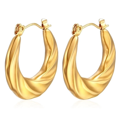 1 Pair Minimalist Classic Style Solid Color Plating 201 Stainless Steel 18K Gold Plated Earrings