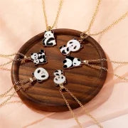 Cartoon Style Cute Panda K Gold Plated 201 Stainless Steel Zinc Alloy Pendant Necklace