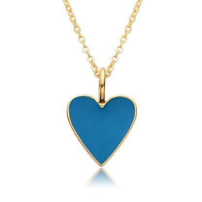 Copper IG Style Minimalist Heart Shape Enamel Plating Pendant Necklace