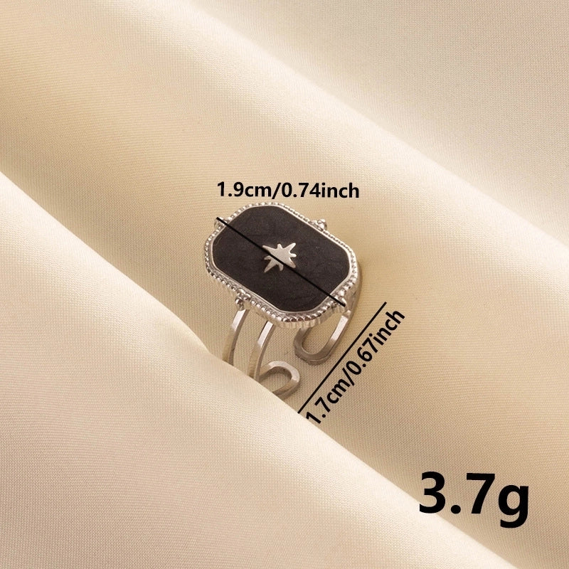 Basic Modern Style Classic Style Eight Awn Star Geometric 304 Stainless Steel 18K Gold Plated Polishing Enamel Open Rings