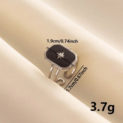 Basic Modern Style Classic Style Eight Awn Star Geometric 304 Stainless Steel 18K Gold Plated Polishing Enamel Open Rings