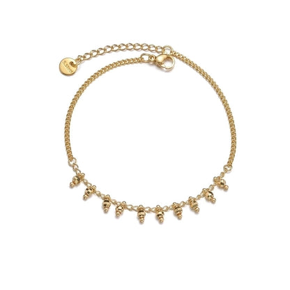 304 Stainless Steel 18K Gold Plated Fashion Beaded Plating Round Bracelets