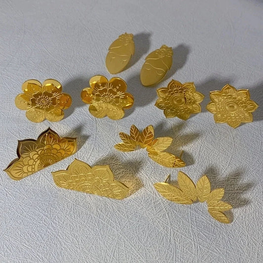 1 Pair Sweet Minimalist Leaves Flower Plating Titanium Steel 18k Gold Plated Ear Studs