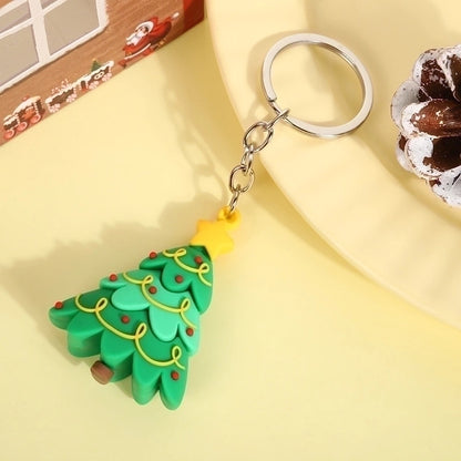Cute Christmas Tree Santa Claus Elk PVC Metal Christmas Women's Bag Pendant Keychain