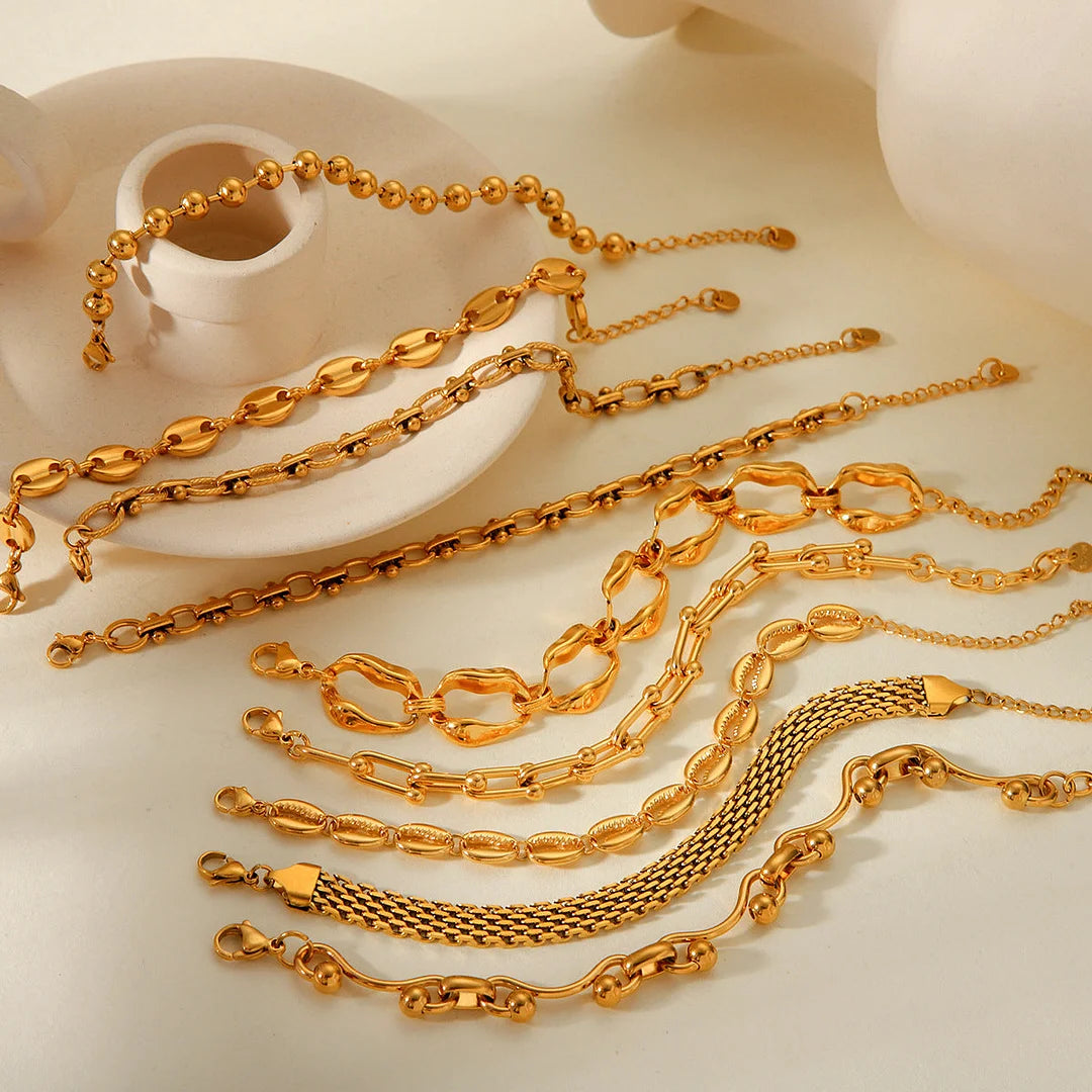 IG Style Women Chain Geometric Stainless Steel Electroplating Bracelets