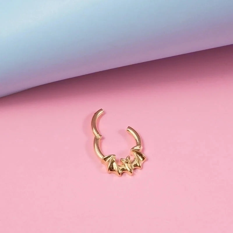 1 Piece Nose Rings & Studs Minimalist Flame Bat 304 Stainless Steel Plating 18K Gold Plated