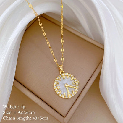 Fashion Geometric Titanium Steel Copper Plating Artificial Diamond Necklace