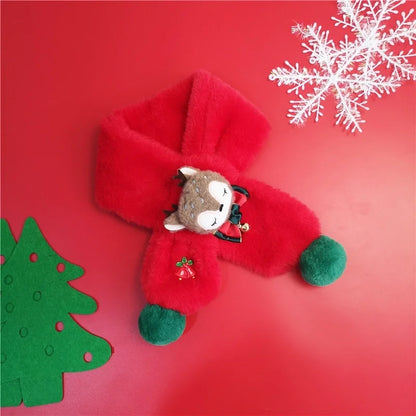 Children's Scarf Autumn And Winter Christmas Gift Elk Scarf Baby Girl Imitation Rabbit Fur Warm Cartoon Baby Scarf