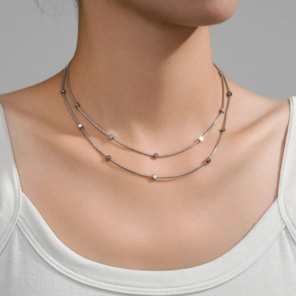 Double-Layer Choker Titanium Steel Necklace Three-Layer Blade Chain Snake Bones Chain Stainless Steel Jewelry Summer Non-Fading Female