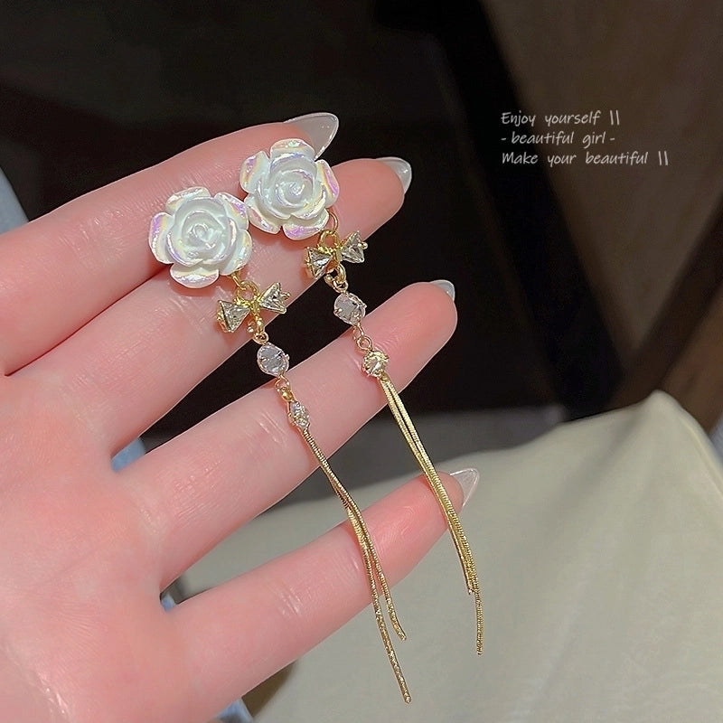 Fashion Geometric Star Flower Imitation Pearl Alloy Tassel Women\'s Drop Earrings 1 Pair