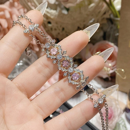 Copper Inlay Heart Shape Flower Bow Knot Zircon Bracelets