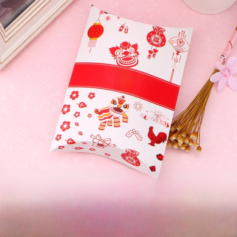 Christmas Pillow Box Candy Chocolate Packaging Box Nougat Baking Cookie Box New Year Nut Gift Box Empty Box