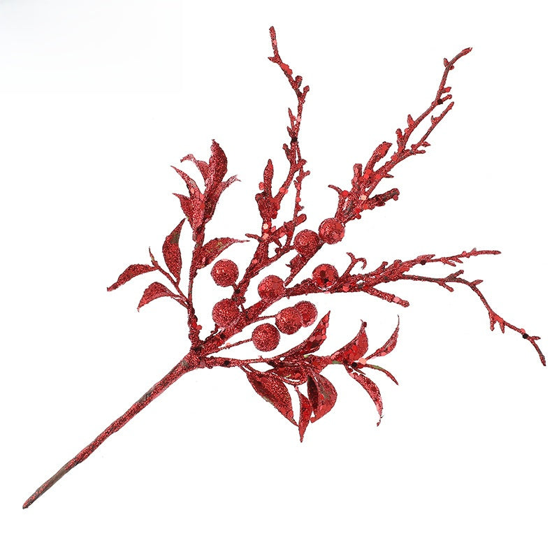 Christmas Tree Flower Arrangement Gold Powder Real Christmas Fruit Spike Branches Scene Atmosphere Decoration Supplies