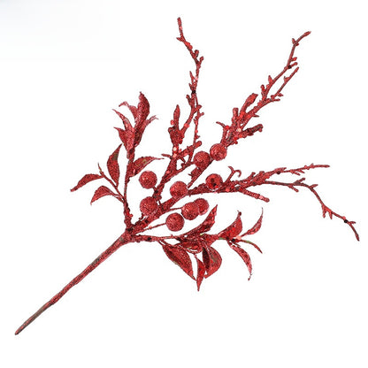 Christmas Tree Flower Arrangement Gold Powder Real Christmas Fruit Spike Branches Scene Atmosphere Decoration Supplies