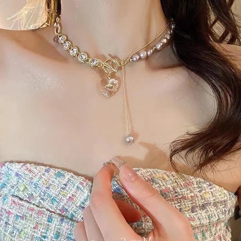 Minimalist Commute Heart Shape Alloy Inlay Zircon Women's Pendant Necklace Necklace