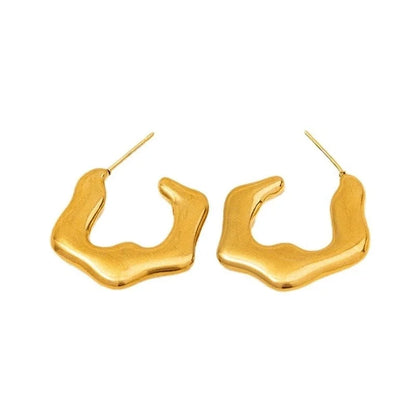 1 Pair Basic Modern Style Classic Style C Shape U Shape Solid Color Irregular Plating 304 Stainless Steel 18K Gold Plated Earrings Ear Studs