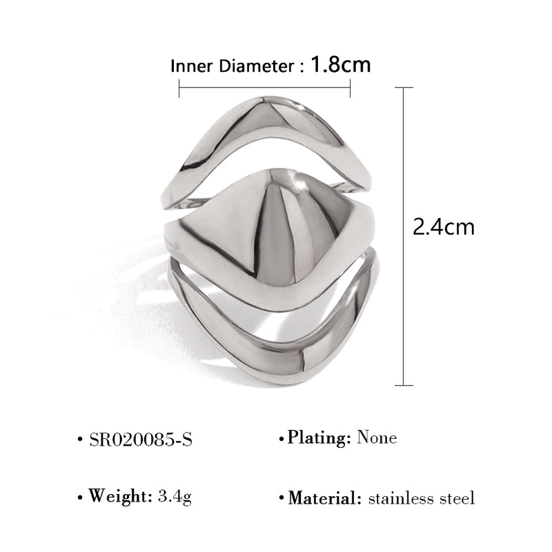 Vacation French Style Geometric 304 Stainless Steel 18K Gold Plated Plating Open Rings