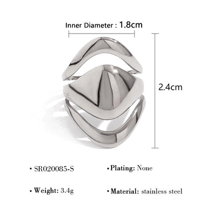 Vacation French Style Geometric 304 Stainless Steel 18K Gold Plated Plating Open Rings
