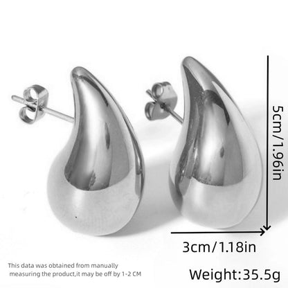 1 Pair Minimalist Water Droplets Plating Stainless Steel 18k Gold Plated Ear Studs