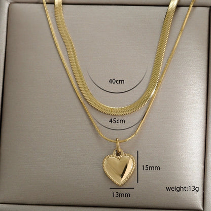 Modern Style Classic Style Letter Heart Shape Flower 304 Stainless Steel Plating Double Layer Necklaces Pendant Necklace