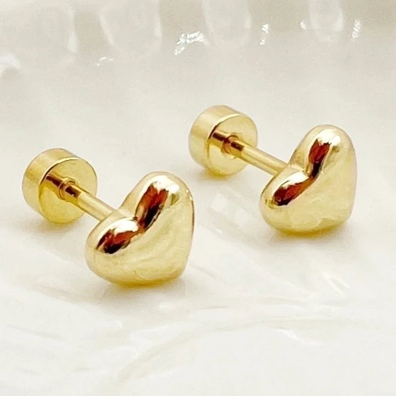 1 Pair Basic Minimalist Star Moon Heart Shape Plating 304 Stainless Steel 14K Gold Plated Ear Studs