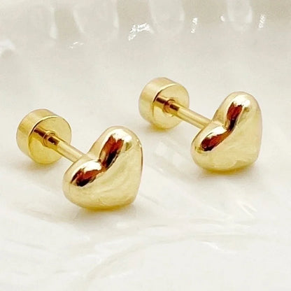1 Pair Basic Minimalist Star Moon Heart Shape Plating 304 Stainless Steel 14K Gold Plated Ear Studs