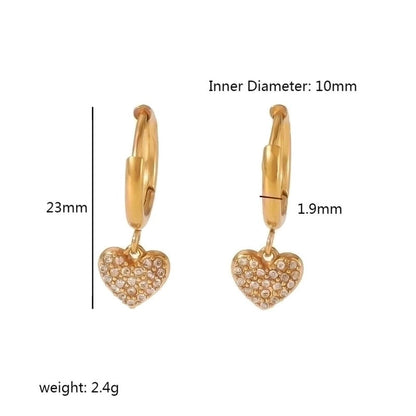 1 Pair Streetwear Hexagram Heart Shape Eye Polishing Plating Inlay 304 Stainless Steel Zircon Drop Earrings