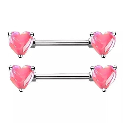 1 Piece Nipple Rings & Studs Sexy Heart Shape 316L Stainless Steel Alloy Plating Inlay Acrylic White Gold Plated Nipple Rings & Studs