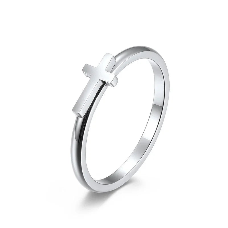 Fashion Cross Stainless Steel Rings Polishing Stainless Steel Rings