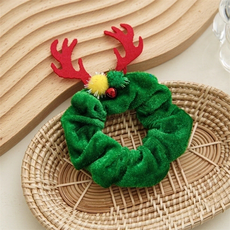 Halloween Christmas Fashion Women'S Solid Color Flannel Hair Tie