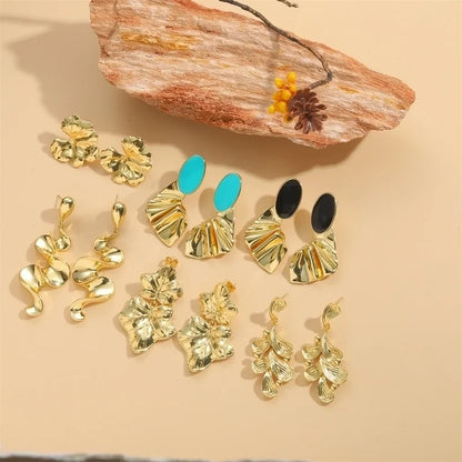 1 Pair Halloween Christmas Vintage Style Minimalist Commute Leaves Leaves Copper + Dripping Oil Copper 14K Gold Plated Earrings