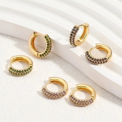 2 Pieces Minimalist U Shape Plating Inlay Copper Zircon Earrings