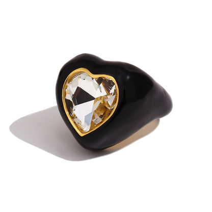 Minimalist Fashion Ellipse Quadrilateral Round Geometric Stainless Steel 18K Gold Plated Rings