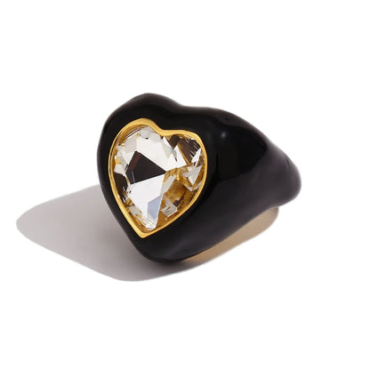 Women Fashion Heart Geometric Stainless Steel 18K Gold Plated Rings
