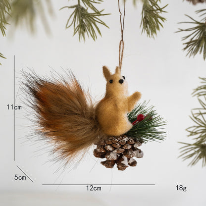 2 Pieces Korean Squirrel Christmas Decoration Real Squirrel Pendant Christmas Tree Pendant Ornament