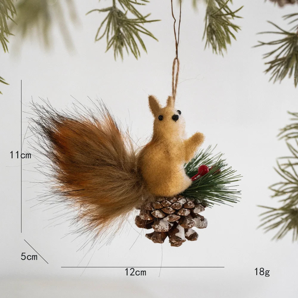 2 Pieces Korean Squirrel Christmas Decoration Real Squirrel Pendant Christmas Tree Pendant Ornament