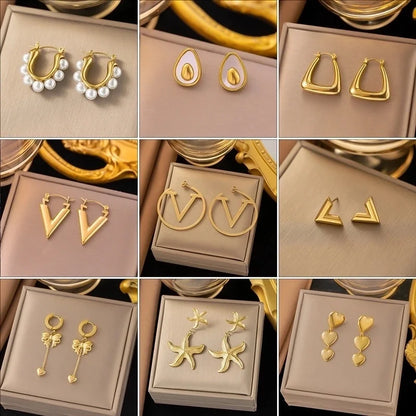 1 Pair Elegant Sweet Streetwear Geometric Plating Titanium Steel Earrings