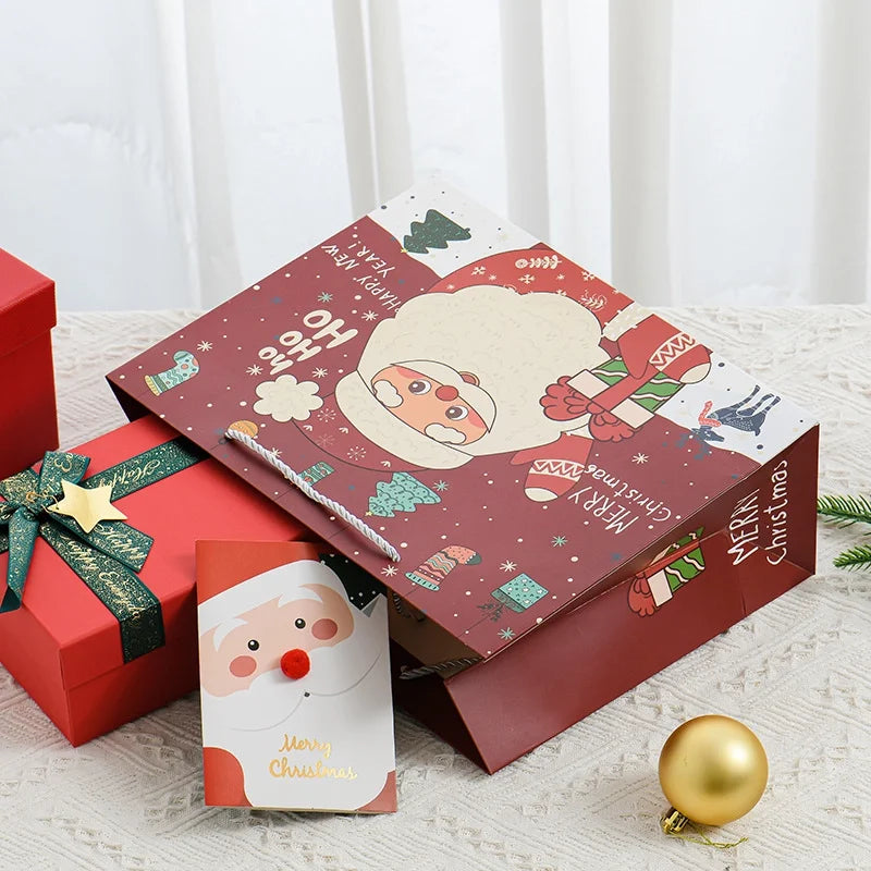 Christmas Cute Christmas Tree Santa Claus White Cardboard Holiday Festival Gift Wrapping Supplies