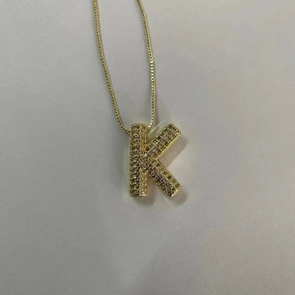 Elegant Luxurious Classic Style Letter Copper 14k Gold Plated Zircon Pendant Necklace In Bulk