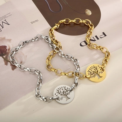 Fashion Tree Titanium Steel Plating Hollow Out Bracelets Necklace