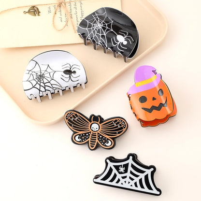 Halloween Cute Funny Women's Pumpkin Spider Web Acetic Acid Sheets Stoving Varnish Hair Claws
