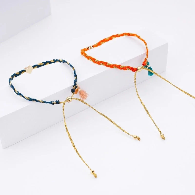 Cotton Rope Copper Minimalist Classic Style Commute Heart Shape Drawstring Bracelets
