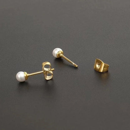 1 Pair Minimalist Pentagram Square Moon Inlay 304 Stainless Steel Pearl 18K Gold Plated Stainless Steel Earrings