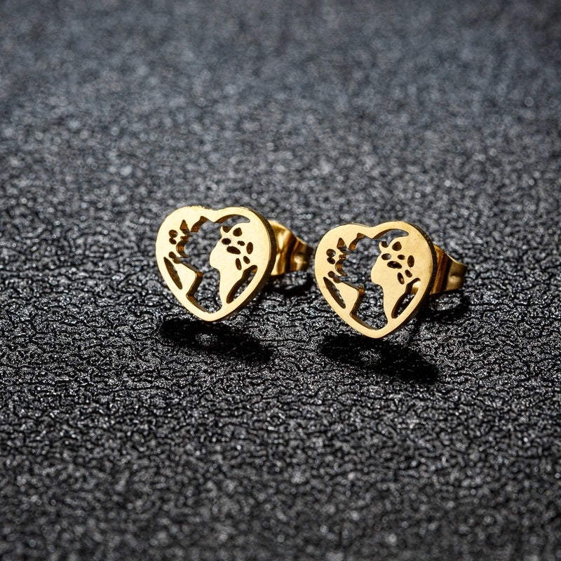 1 Pair Cute Minimalist Animal Notes Polishing 304 Stainless Steel 18K Gold Plated Ear Studs